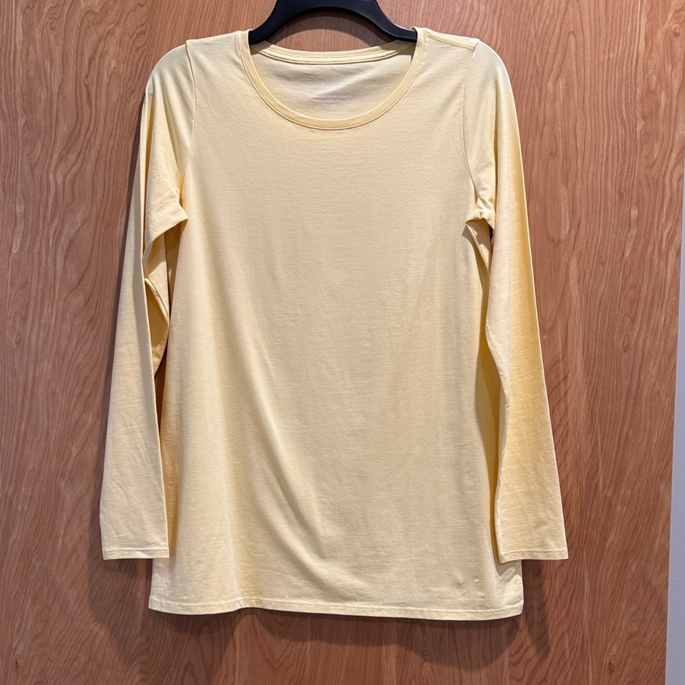 J. Jill Pale Yellow Long Sleeve Crewneck Top